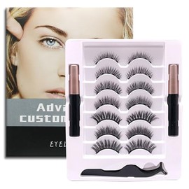 Magnetische Wimpern 7 Paar Set, Klebstofffreie Wasserfest Und Wiederverwendbar Magnet Wimpern Natürlicher Look Mit Schwarz Eyeliner, Dicke Und Schwung Künstliche Fake Lashes, Festliche Geschenkauswahl