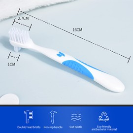 Y-Kelin 2 Pcs Double Bristle Head Denture Cleaning Brush Set, 1 red,1 blue