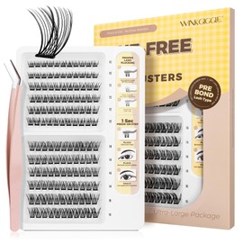 WINKGIGGLE Self Adhesive Eyelashes Kit, Pre Glued Press On Lashes No Glue No Remover Needed for Beginners