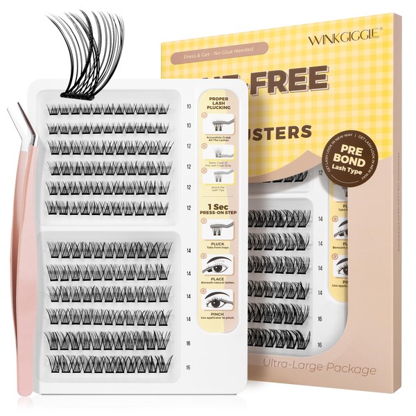 WINKGIGGLE Self Adhesive Eyelashes Kit, Pre Glued Press On Lashes