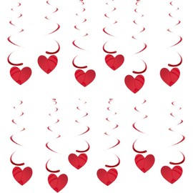 Valentines Decorations Heart Hanging Swirls,12Pcs Valentines Day Decorations Red Love Heart Hanging Streamers Ornaments Heart Decorations Valentines Day Wedding Party Supplies for Home Indoor Outdoor