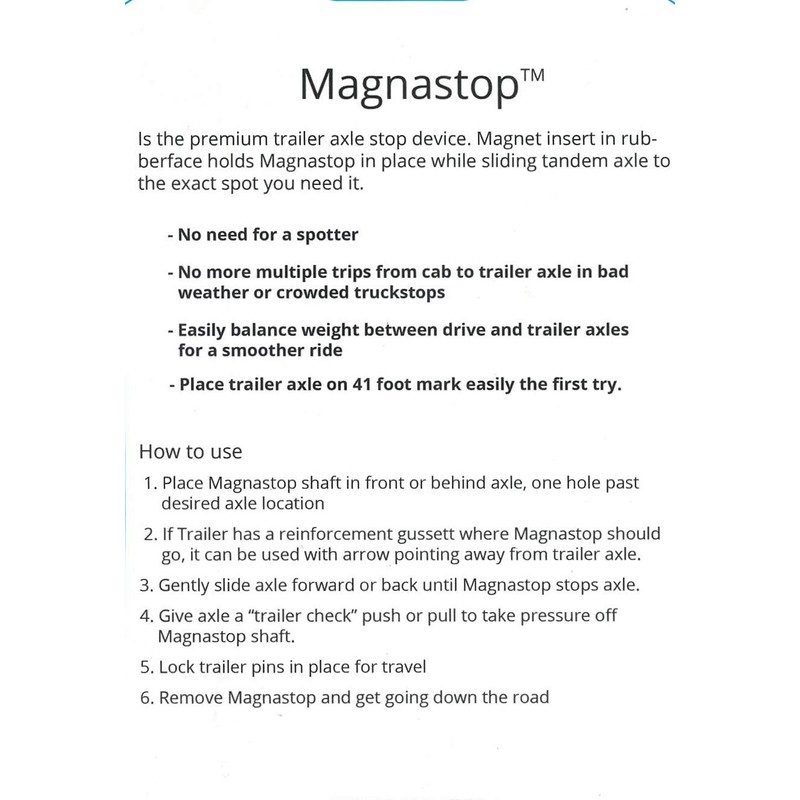 Magnastop, axle Stop Device for Refrigerator Trailer and Dry Van
