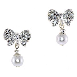 Four Desings Collection Faux Pearl Drops Clear Simulated Rhinestone Post Earrings …