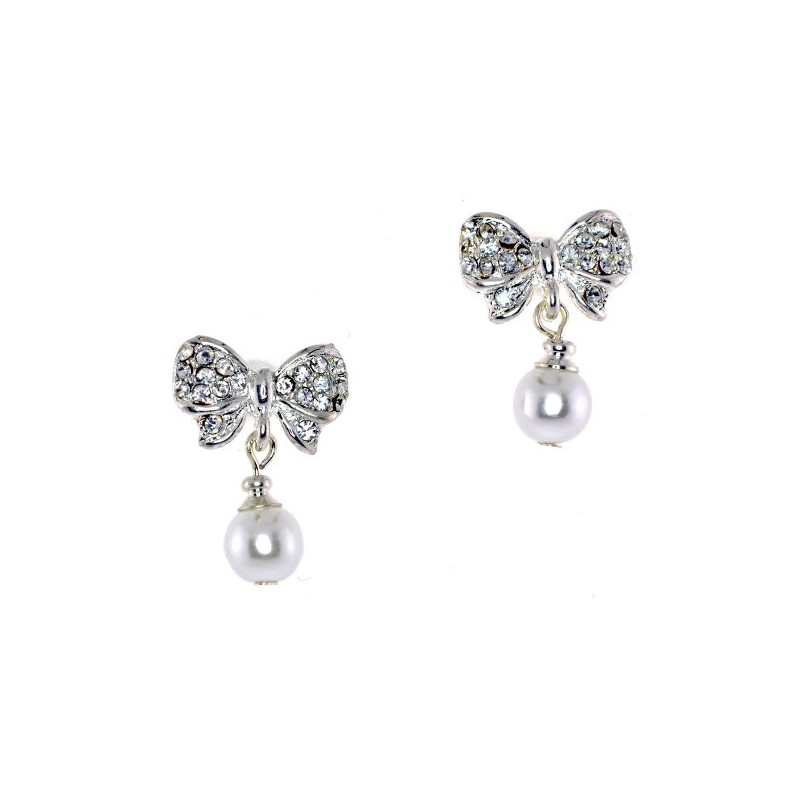 Four Desings Collection Faux Pearl Drops Clear Simulated Rhinestone Post