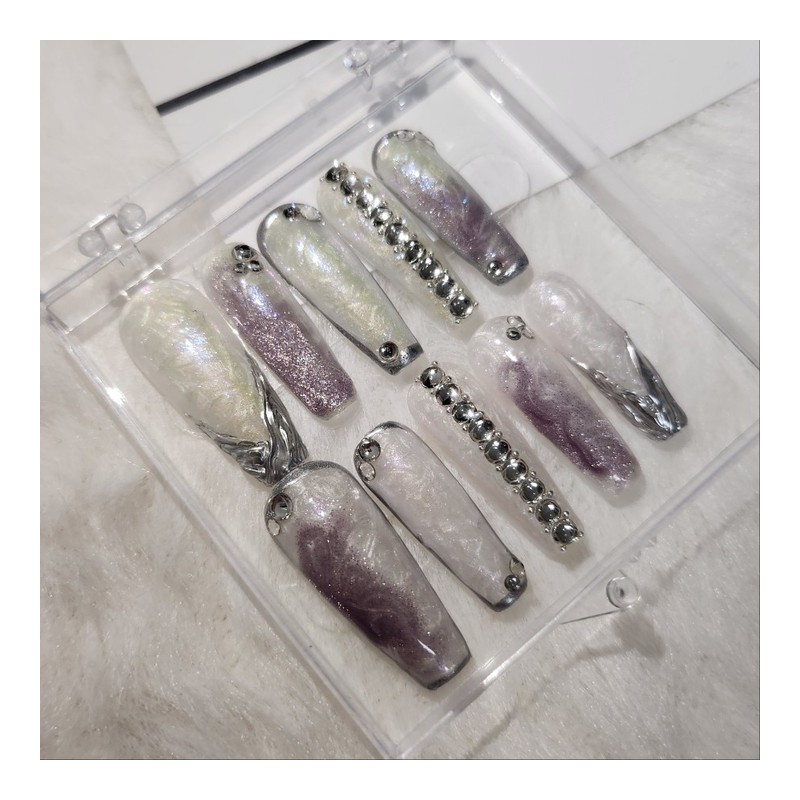 [Handmade nail tips] pearling (2 ver) - Oval / [수제네일팁]
