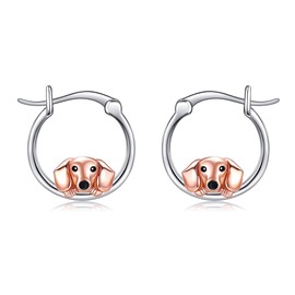 Dachshund Hoop Earrings S925 Sterling Silver Cute Dachshund Earrings Animal Jewelry Gifts for Women Dachshunds Lovers (Dachshund R)