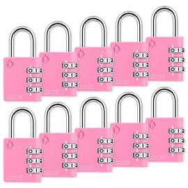 Zarker XD35 Combination Lock, 3-Digit Padlock for School Gym Sports LockerLock, Fence, Toolbox, Case, Hasp Storage (10-Pack, Pink)