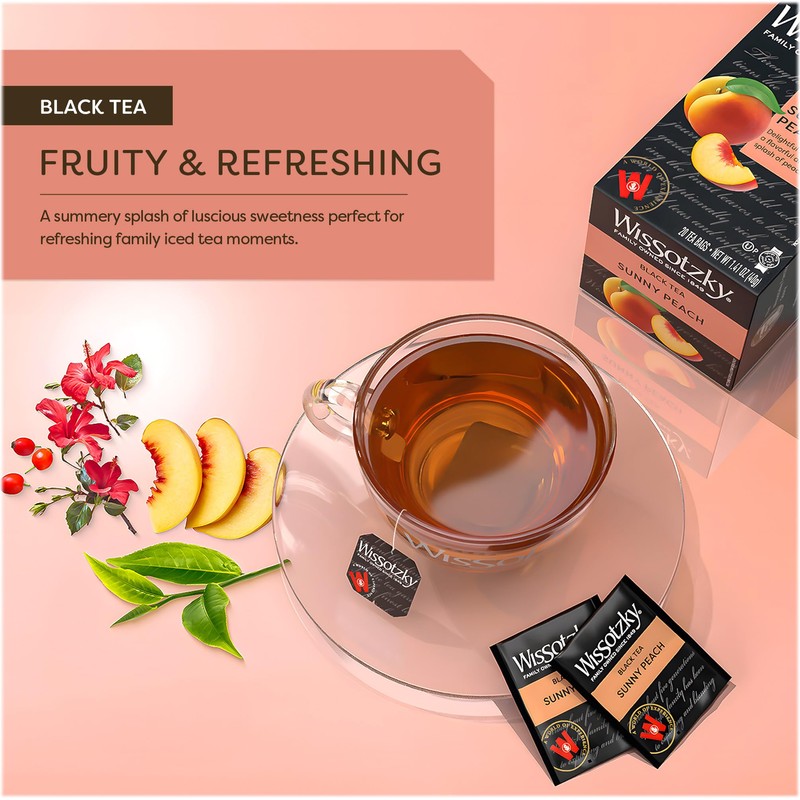 Wissotzky Sunny Peach Black Tea, 20 Tea Bags | Antioxidant