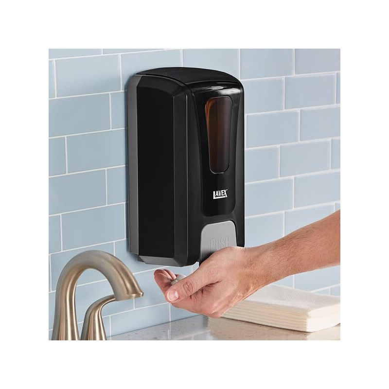Commercial Foaming Soap Dispenser, Wall Mount, 40 fl. oz., Black,