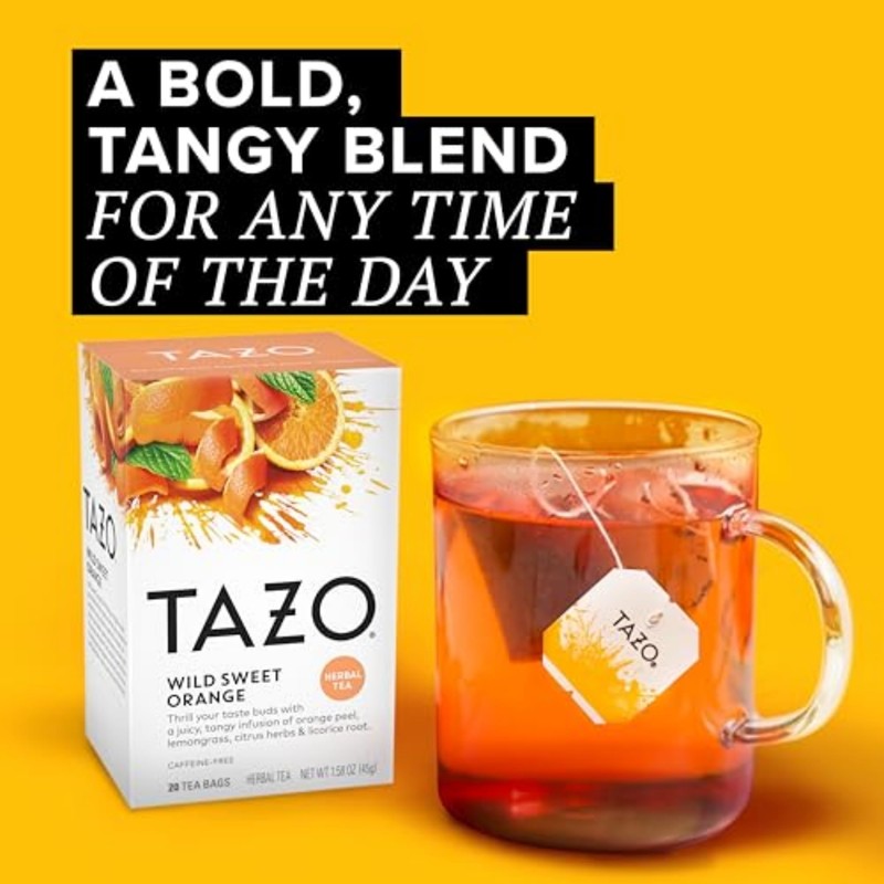 TAZO Wild Sweet Orange Tea Bags, Unsweetened Herbal Tea, Caffeine-Free,