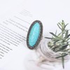 LRGKMCWTOB Vintage Diamond Court Crown Pattern Turquoise Ring Natural Bohemia