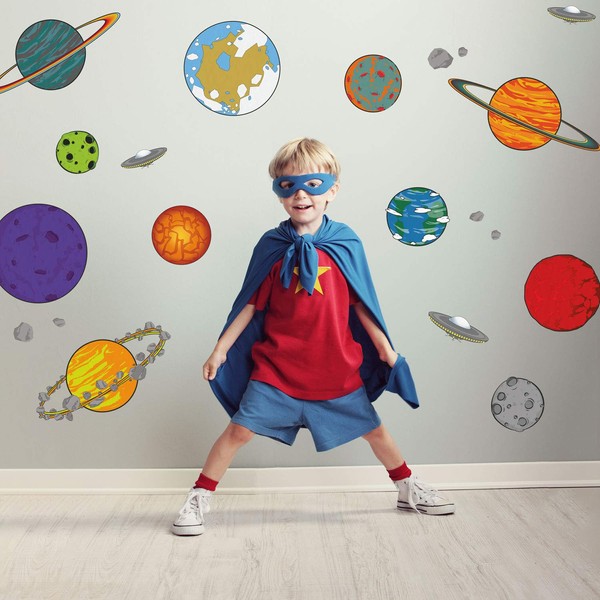 Cartoon Planet Wall Decals | Space Wall Decals | Perfect for a Creating a Space Themed Room
