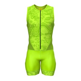 Zimco Elite Triathlon Suit Men Padded Triathlon Tri Suit Race Suit Swim Bike Run (Dragon, XL)