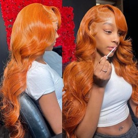 Orange Ginger Lace Front Wigs 22 inch Human Hair Body Wave 13x4 HD Lace Frontal Wigs Human Hair Colored Wigs for Women