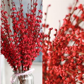 Wootkey10 Pcs 29.5" Long Jasmine Flowers Artificial Red Patriotic Flowers for Home Office DIY Wreath Wedding Table Centerpieces Restaurant Vase Decorations