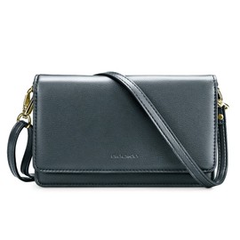 nuoku Small Cross-Body Bag for Women, Faux Leather Handbag with Adjustable Strap, Grey