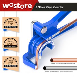 Wostore 180 Degree Tubing Bender for 1/4 5/16 and 3/8Inch Copper Aluminum Thin Stainless Steel Blue
