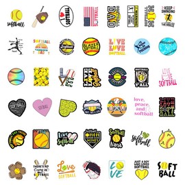 FUNWING Softball Stickers |50Pcs Waterproof Vinyl Decals for Water Bottles Laptop Luggage Cup Computer Mobile Phone Skateboard Guitar Dcor