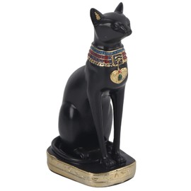 Estatua de Resina de Gato Egipcio, Decoración Vintage Real para el Hogar y la Oficina, 34,5 Cm, Oro Negro (A5-YX260839 tamaño pequeño)