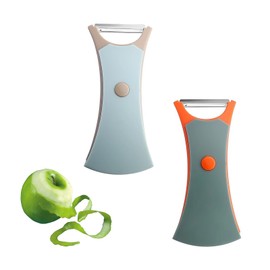 LINTRA 2 Pieces Julienne Peeler, 2-in-1 Strip Peeler, Stainless Steel Blade Strip Peeler for Vegetables, Rotating Cucumber Peeler, for Peeling Potatoes, Apples, Carrots