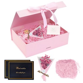 RAFIYU Gift Box for Presents Large 23 * 17 * 7cm, Gift Box with Lid for Gifts, Magnetic Cardboard Wedding Favor Boxes, Christmas, Birthday Gifts, Party Favor Boxes (Pink)