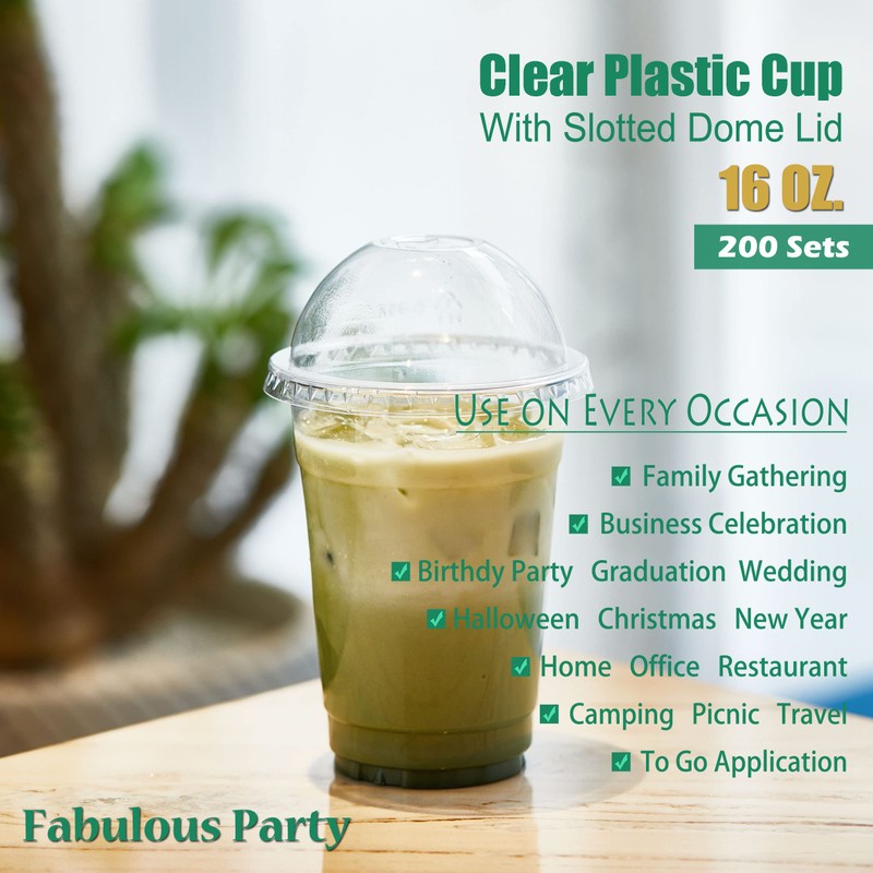 Fabulous Party 200 Sets- 16 Oz Clear Plastic Cups with