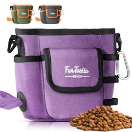 FurtasticFinds Dog Treat Pouch with Quick-Release Magnetic Closure, 4.5 Cup Capacity and 3-Way Wear Treat Bags, 900D Waterproof Fabric, 4 Storage Spaces, Fanny Bag for Dog Training & Walking (Purple)