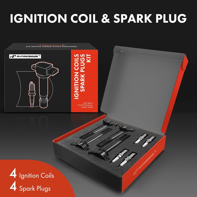 A-Premium Set of 4 Ignition Coil Pack and Iridium Spark
