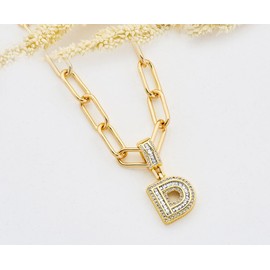 Pera Jewelry 14K Gold Plated Diamond Initials Necklaces, Alphabet Pendant Letter A to Z Necklaces for Women with Gift Box | Adjustable Chain, Minimalist, Tiny Dainty Alphabet Choker Necklaces (G)