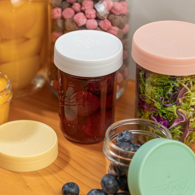 Yodecy 8 Pack Plastic Regular Mouth Mason Jar Lids, Plastic