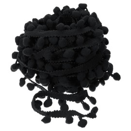 QUARKZMAN 10 Yards Pom Pom Ball Fringe Trim, Ribbon Sewing Accessories DIY Crafts for Home Curtain Clothing Cushion Decoration (8 mm, Black)
