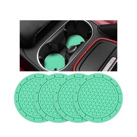 FALVFUN Car Cup Holder Coasters, 2 PCS Waterproof Non-Slip Sift Spill Proof Vehicle Cup Pad, Removable Recessed Automotive Interior Accessories, Universal for SUV RV Truck (Light Green)
