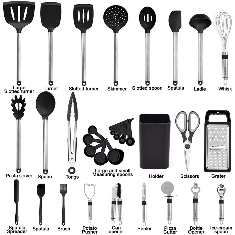 BESTZMWK Kitchen Utensil Set-Silicone Cooking Utensils-33 Kitchen Gadgets & Spoons