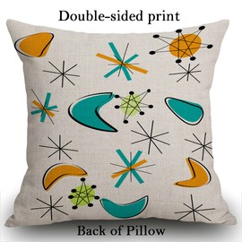 Smooffly Decorative Cushion Cover for Couch Sofa,Retro Eames Atomic Era Inspired Design Mid Century Modern Home Decor Pillow Case 18x18 Inch 45 x 45 cm