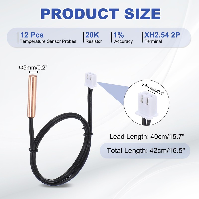 PATIKIL 20K NTC Temperature Sensor, 12 Pcs 15.7 Inch 1%