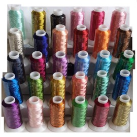 30 Metallic Embroidery Thread 500M (550 Yards) Each Spool for Embroidery and Decorative Sewing -Nice Colours Metallic Machine Embroidery for Computerized Embroidery and Decorative Sewing