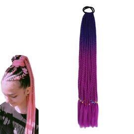 prinfantasy Braided Wigs Braid Wig for Black Women Long Gradient Purple Black Roots Micro Woven Synthetic Wig, BZ204