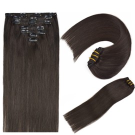 Clip in Hair Extensions Real Human Hair 7pcs 70g Soft Silky Straight Clip in Hair for Women (15 Inch #2)