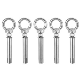 DTGN M6 x 70 Expansion Eye Bolts - 5Pack - Good for Concrete Dry Brick Block Walls - 304 Stainless Steel Eye Bolts Fastener - Silver