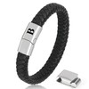 Initial Letter Leather Bracelet for Men, Black Alphabet Leather Bracelet