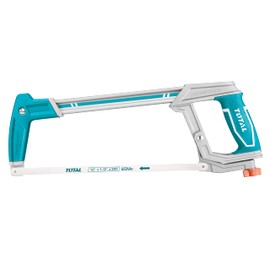 TOTAL - Bow Saw | Adjustable Tension for Metal & Wood | Ergonomic Aluminium Handle | Includes Spare Blade | Heavy Duty, Multicoloured, 200 mm, Aluminium