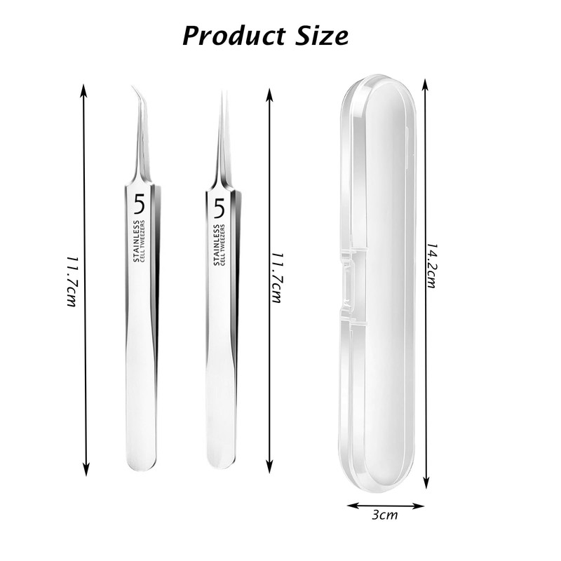 Ingrown Hair Tweezers, 5 Pcs Precision Blackhead Tweezers, Exquisite Black