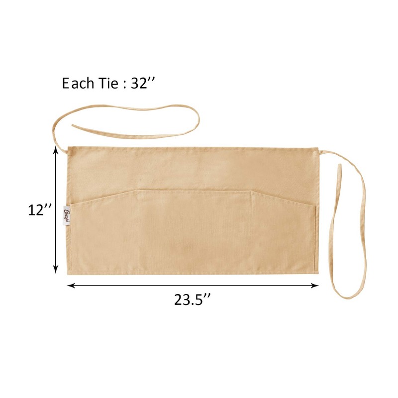 GNEGNI 3 Pockets Waist Apron-Waitress Waiter Server Apron Short Half