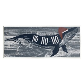 Stupell Industries Ho Ho Ho Christmas Santa Whale Wall Plaque Art, Design by Ziwei Li