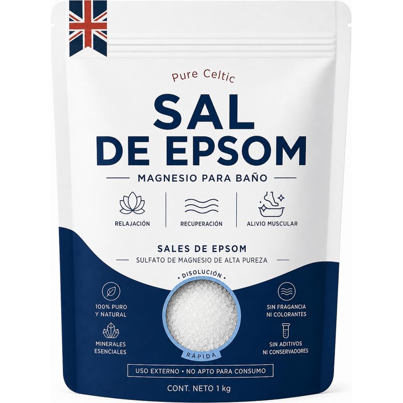 Sal De Epsom 1KG Sales de Baño Sin Aroma Tina,