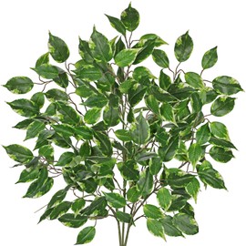 DILATATA Ficus Leaves Artificial Branches 41.3" Faux Ficus Tree Branches Fake Greenery Plant Spray for Tree DIY Arch Wedding Bouquet Wreath Wall Decor - 3PCS
