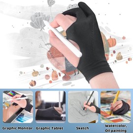 Xolixorium 2 Pack Artist Drawing Gloves for Digital Art & Graphic Tablets - Palm Rejection, Smooth & Breathable Sketching Gloves for Left & Right Hand (M)