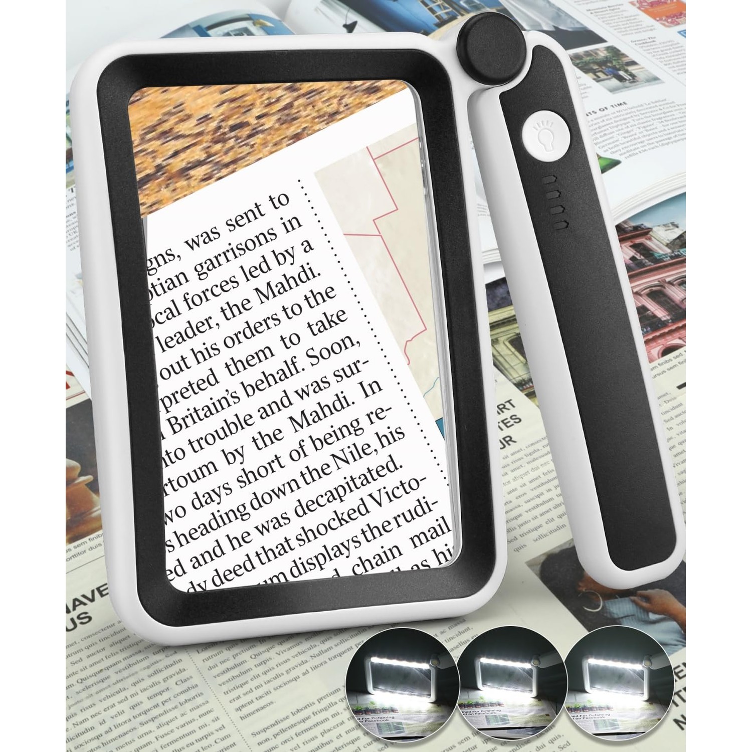 Magnifying Glass for Reading, Rechargeable 5X Large Page Magnifier with ...