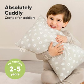 Toddler Pillow with Pillowcase - 13x18 My Little Cuddly Pillow, Viscose Derived From Bamboo Nursery Toddler Pillows for Sleeping,Kids Pillow,Small Travel Pillows,Mini Toddler Bed Pillow (Meadow)