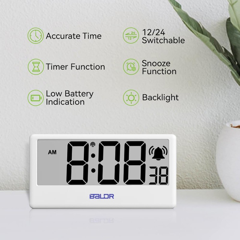 BALDR Digital Clock with Internet Time - WiFi Alarm Clock